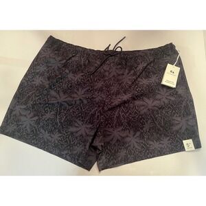 Free Assembly Twill Black Palm Swim Shorts Size XXL Inseam 5"